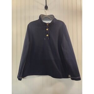 Draper's & Damon's Women's Navy Nautical Mock Neck Pullover Top Size 1X Classic